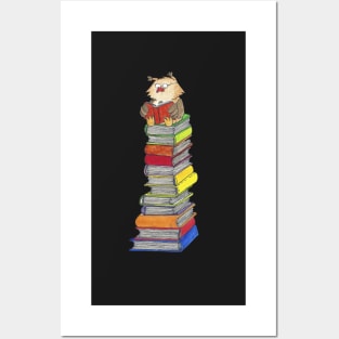 Cute Owl Reading a Book Posters and Art